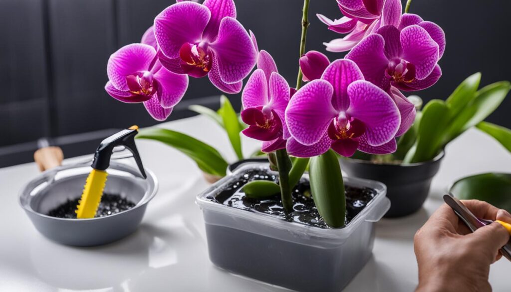 Disinfection process for orchid propagation tools