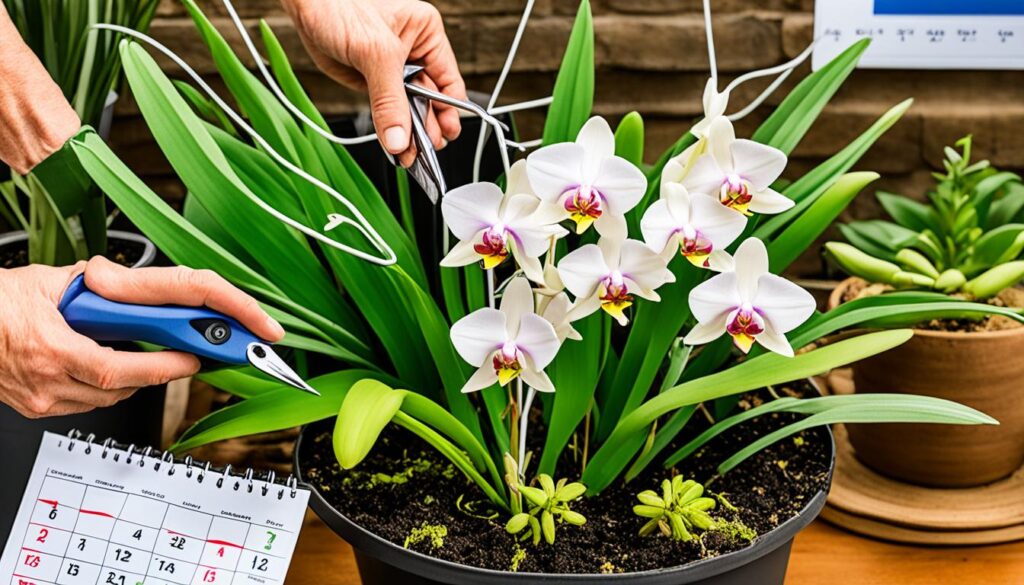 Orchid repotting schedule and active growth